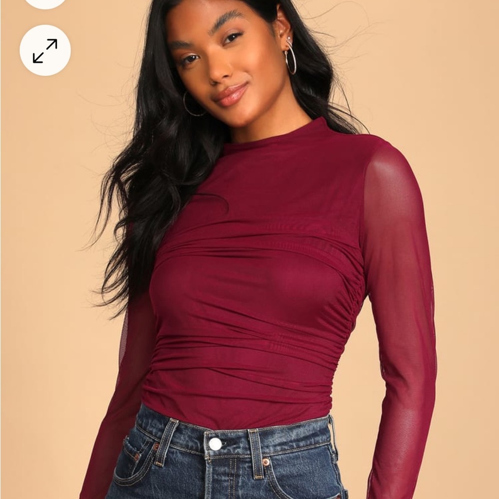 Lulu’s red wine mesh bodysuit